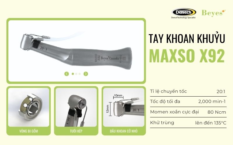 Tay khoan khuỷu Maxso X92 chuyên dụng dùng cho implant