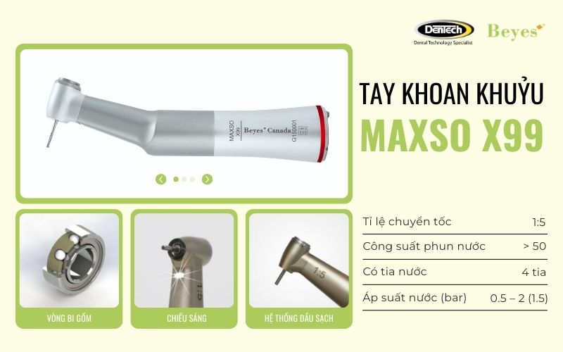 Tay khoan khuỷu Maxso X99 giúp nâng cao hiệu suất cắt trong các ca phục hình phức tạp