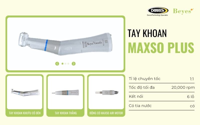 Tay khoan Maxso Plus mang lại sự ổn định cho mọi nhu cầu điều trị nha khoa tổng quát hàng ngày